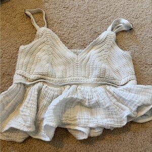 Hollister White Textured Ruffle Cami Top